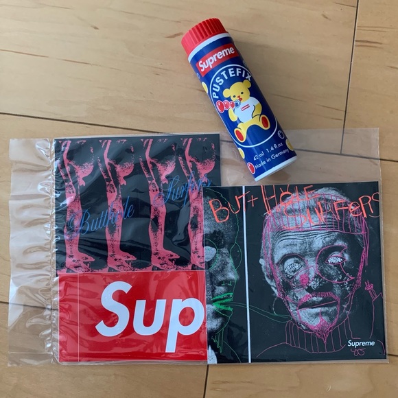 Supreme thin stripe L/S medium +stickers - Picture 3 of 4